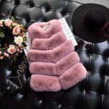 Girls middle-aged imitation fox fur stitching vest middle-length children's winter imitation fur coat girl vest - Image 2