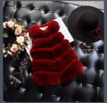 Girls middle-aged imitation fox fur stitching vest middle-length children's winter imitation fur coat girl vest - Image 3