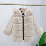 Autumn Winter Children's Cotton Clothes Version Boys and Girls Rabbit Fur Hooded Faux Fur Jacket Short Baby Sweater - Image 3