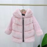 Autumn Winter Children's Cotton Clothes Version Boys and Girls Rabbit Fur Hooded Faux Fur Jacket Short Baby Sweater - Image 4