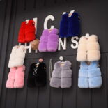 Autumn and winter new children's fur vest short thickened cotton coat wool coat imitation fur