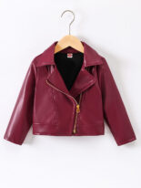 Children's clothing autumn and winter girls, leather cycling, pu leather jackets, clothes - Image 2