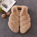 Children's fur vest autumn and winter new imitation rabbit fur children's thickened warm cotton jacket for women - Image 4
