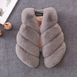 Children's fur vest autumn and winter new imitation rabbit fur children's thickened warm cotton jacket for women - Image 5