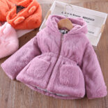 Girls' winter clothes with thick cotton coats, children's ear hair sweaters, children's baby rabbit hair warm little cotton clothes - Image 8