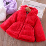 Girls' winter clothes with thick cotton coats, children's ear hair sweaters, children's baby rabbit hair warm little cotton clothes - Image 5