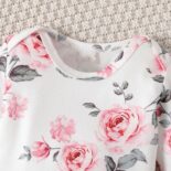 Newborn baby girl spring and autumn floral print long sleeve bag coat vest trousers - Image 5