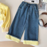 Autumn Female Treasure New Set Children's Three-Piece Set Fashionable Girls Jeans Sweatshirt Set - Image 10