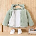 New Baby Coat with Hairy Zipper for Autumn and Winter, Hooded Cute Thick Coat