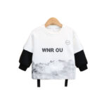 Boys' spring sweatshirt new children's fake two-piece pullover top baby spring and autumn base shirt - Image 3