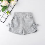Summer children's vest with a straight shoulder 2-piece set children's clothing solid color slanted shoulder camisole, shorts and girls set - Image 8
