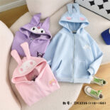 Winter New Fleece Children's Clothing Version Big-Eared Cartoon Girl Hooded Casual Jacket