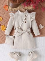 Autumn and winter style girl texture wrinkled flying sleeve princess dress - Image 2