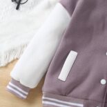 Children's clothing for both men and women, plush baseball jacket, embroidered letters, color blocked casual jacket - Image 4