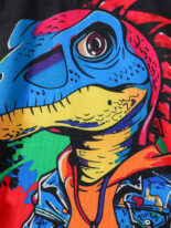 Style boy cartoon dinosaur pattern round neck long sleeve top and trousers 2-piece set autumn and winter - Image 5