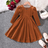 Children's Clothing New Girls Autumn and Winter Velvet Bow Princess Dress - Image 2