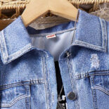 Children's clothing autumn new girls two-piece set imitation denim jacket + suspender jumpsuit - Image 3
