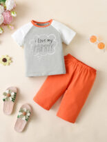 Summer cotton boys and girls round neck short sleeve T-shirt shorts set - Image 3
