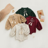 Autumn Children's Clothing Baby Corduroy Tether Long Sleeve Triangle One-piece Clothes