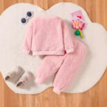 Baby pajamas thickened double-sided velvet new baby warm ribbed pajamas solid color - Image 2