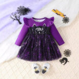 Fly sleeve long sleeve panelled spider web dress