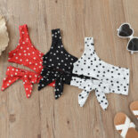 Children's Vest Summer New Girls Camisole Polka Dot Navel Short Top Bow Slanted Shoulder Short Shirt
