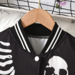 Style personality fashionable style girls baseball long sleeve jacket printed skirt set - Image 3