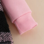 Autumn and winter baby and toddler comfortable fleece plaid pattern stitching long sleeve trousers warm home jumpsuit. - Image 6