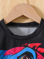 Style boy cartoon dinosaur pattern round neck long sleeve top and trousers 2-piece set autumn and winter - Image 3