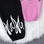 Style autumn and winter children's camisoles, alphabet color-blocked trousers, hooded long-sleeved jacket, trendy girl suit - Image 7