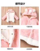 Autumn and winter new plush baby long sleeve hooded animal embroidery thick coat one piece - Image 5