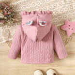 Baby girl coat autumn style spliced lace cute animal ears hooded baby and children's clothing tide - Image 3