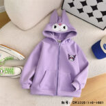 Winter New Fleece Children's Clothing Version Big-Eared Cartoon Girl Hooded Casual Jacket - Image 3
