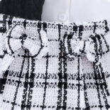 Autumn and winter hot new children's set solid color long-sleeved shirt vest plaid skirt three-piece set - Image 8