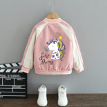 Girls' spring coat new children's baseball jersey jacket top spring and autumn atmosphere middle and big children's windbreaker version
