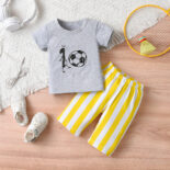 Summer cotton boys and girls round neck short sleeve T-shirt shorts set