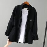 Jacket Women's Spring and Autumn New Windbreaker Women's Mid-length Version Loose Jacket Waist Cinched Thin Small Man Top - Image 6
