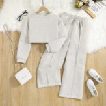 Middle and large children's clothes, autumn new children's long-sleeved short tops, long pants, casual two-piece sets