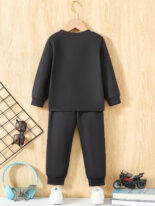 Style boy cartoon dinosaur pattern round neck long sleeve top and trousers 2-piece set autumn and winter - Image 2