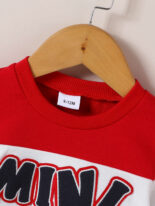 Children's spring and autumn color-block tops, letter prints, denim, casual baby boy suits - Image 5