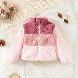 Wool new gradient splicing zipper plush jacket
