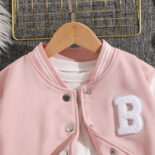 Girls' Spring and Autumn Sportswear New Baseball Jersey Jacket Pleated Skirt College Style Two-Piece Set - Image 3
