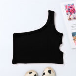 New children's vest summer single shoulder same side waist hole girls camisoles tide straight - Image 2