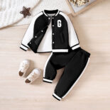 Children's autumn suit, girl's velvet sweatshirt set, cute long-sleeved cartoon children's cotton set, baby two-piece set - Image 3
