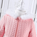 Children's Clothing New Girls Autumn and Winter Thickened Plush Midi Hooded Jacket - Image 3