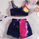 Infants, boys, girls and babies summer tie-dye sets, breathable tops and shorts, fashion suits