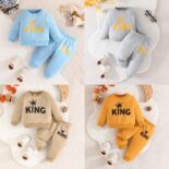 1-2 Year Old Spring and Autumn New Baby/Children's Letter KING Printed Long Sleeve Set