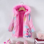 Children's Clothing New Girls Autumn and Winter Cartoon Hooded Fleece Thickened Jacket