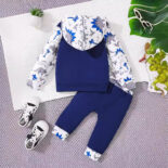 New Men's Treasure Women's Treasure Casual Letter Print with Pocket Dinosaur Print Hooded Top + Trousers