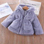 Girls' winter clothes with thick cotton coats, children's ear hair sweaters, children's baby rabbit hair warm little cotton clothes - Image 9